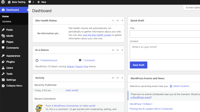 Le nouveau design admin de WordPress 7