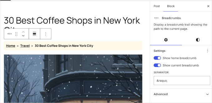 Le nouveau bloc Breadcrumbs natif de WordPress 7