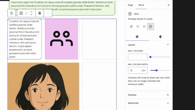 La grille responsive en action dans WordPress 7